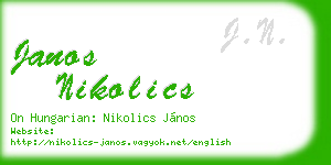 janos nikolics business card
